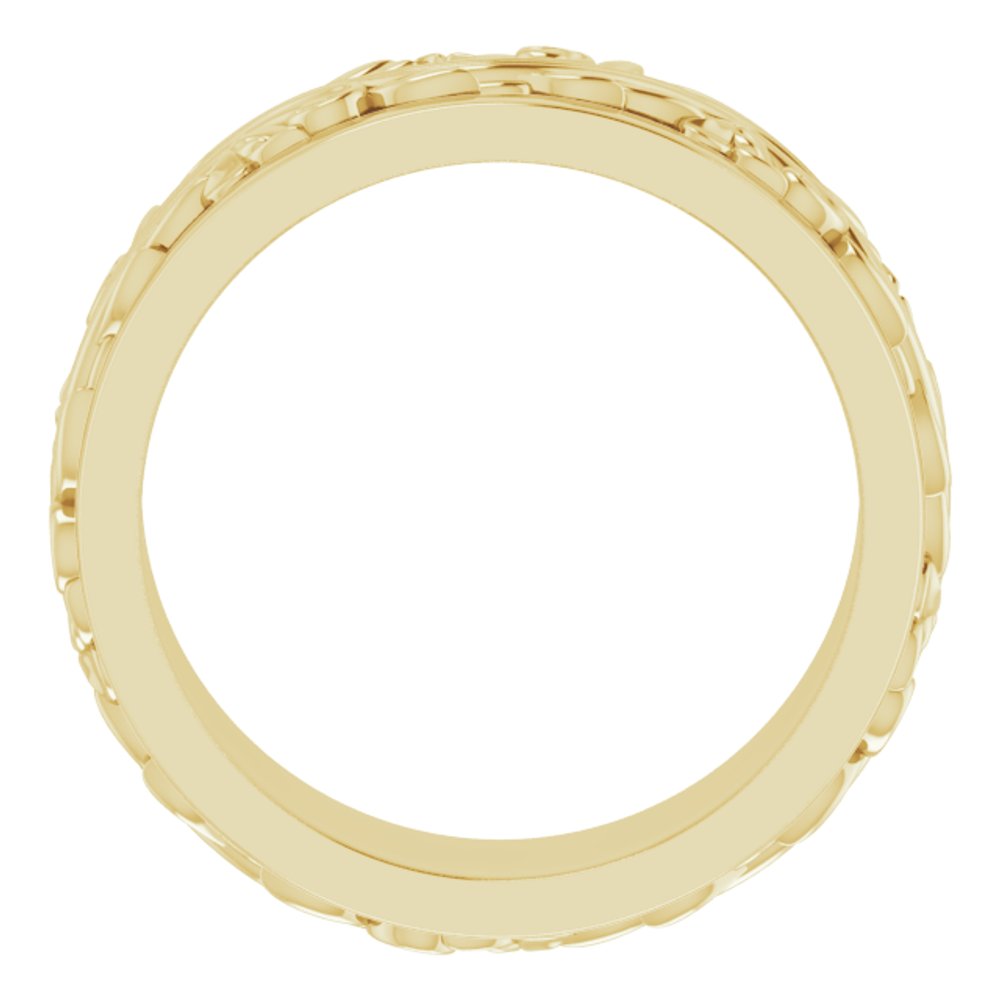 14K Yellow 7 mm Floral Inlay Flat Band