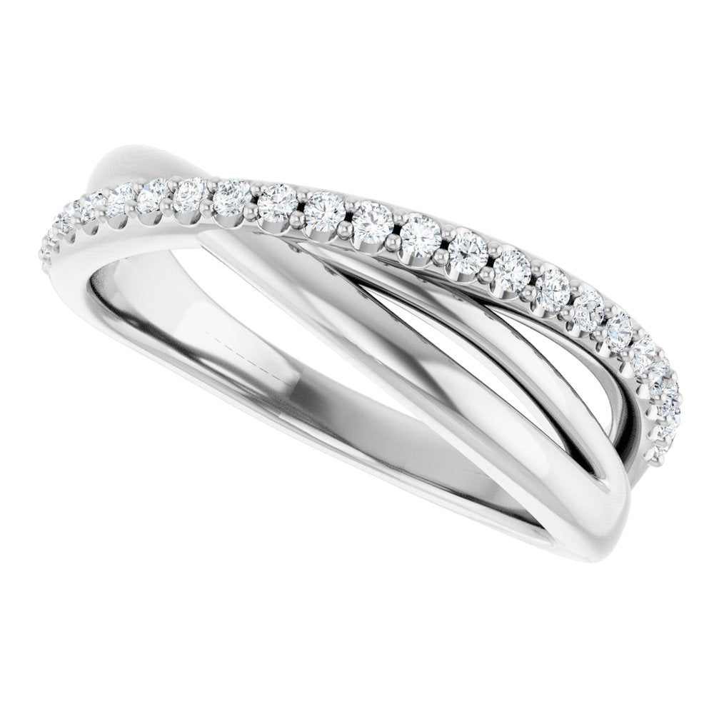 14K White Gold 1/5 CTW Natural Diamond Criss-Cross Ring