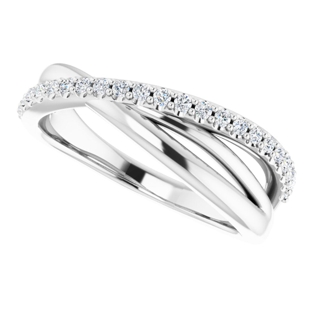 14K White Gold 1/5 CTW Natural Diamond Criss-Cross Ring