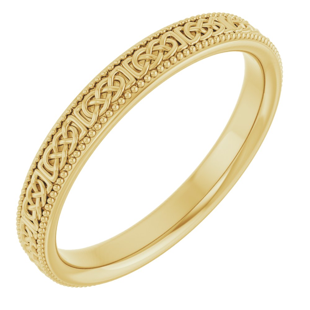 10K Yellow Gold 3 mm Milgrain Edge Celtic-Inspired Flat Band Size 7
