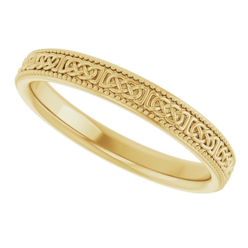 10K Yellow Gold 3 mm Milgrain Edge Celtic-Inspired Flat Band Size 7