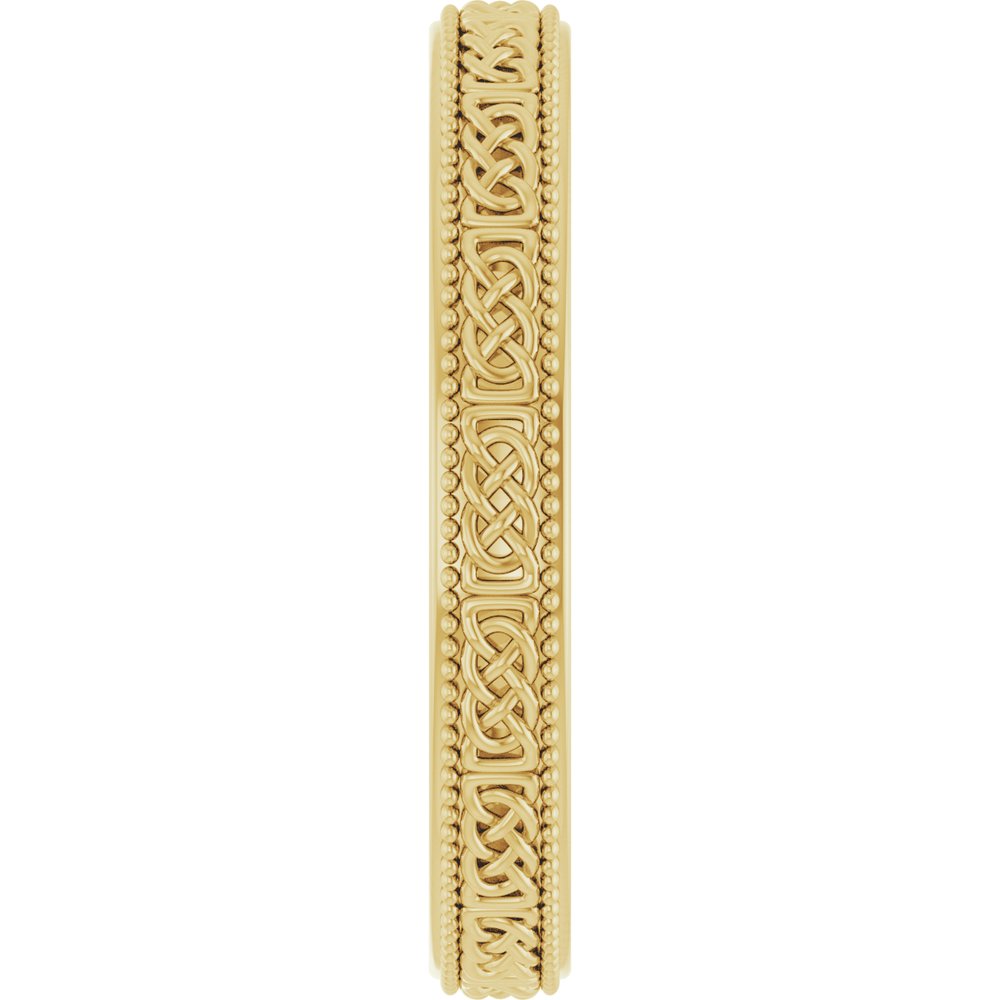 10K Yellow Gold 3 mm Milgrain Edge Celtic-Inspired Flat Band Size 7