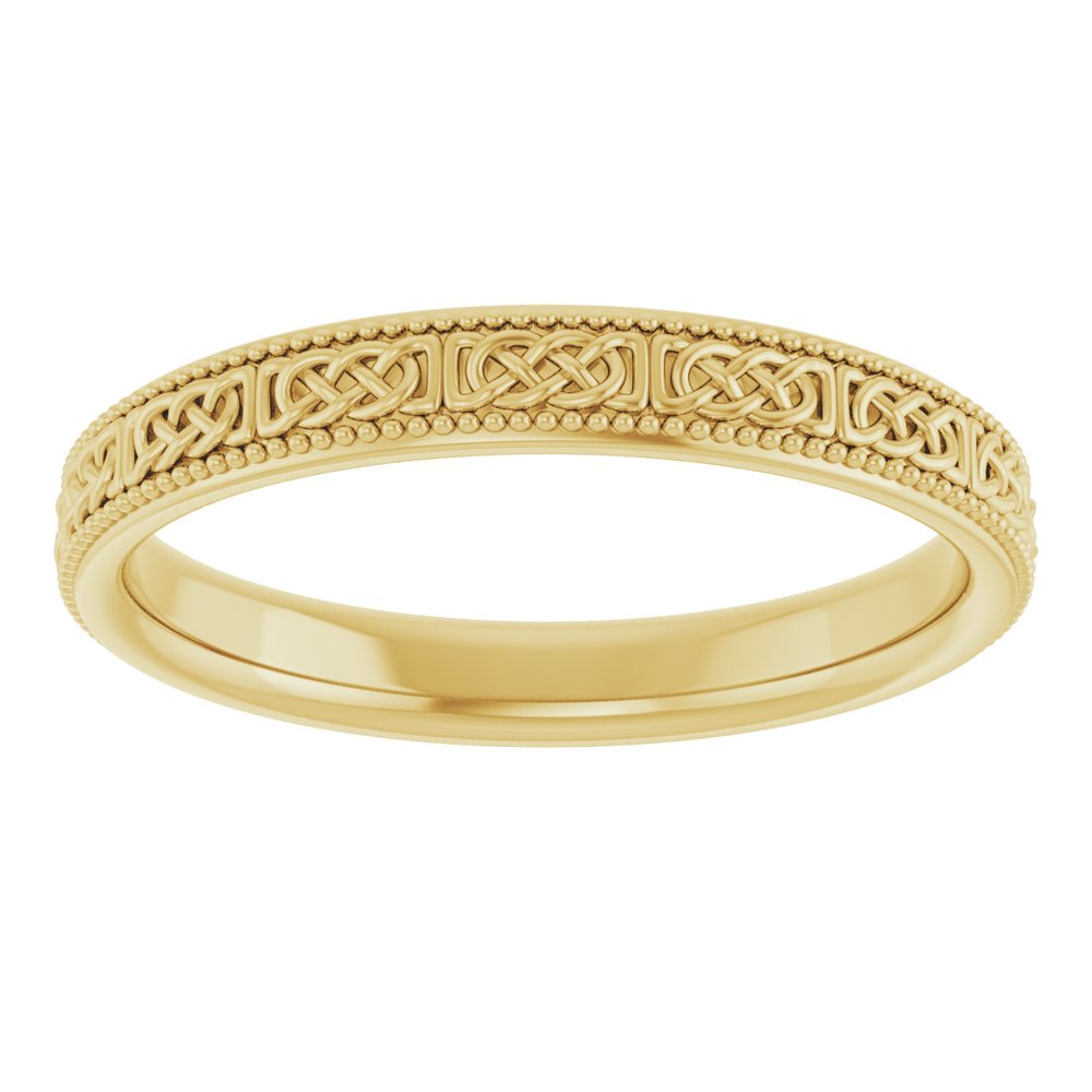 10K Yellow Gold 3 mm Milgrain Edge Celtic-Inspired Flat Band Size 7