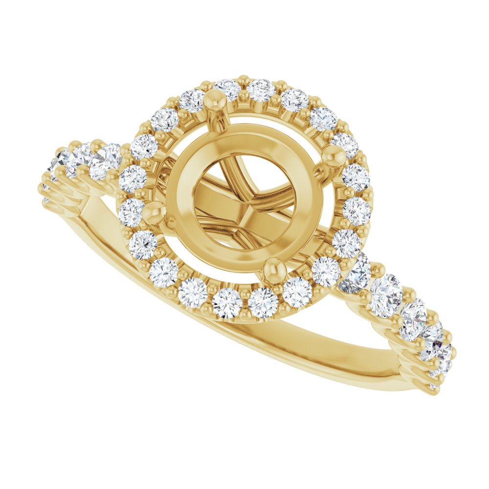 14K Yellow 7.4 mm Round 1/2 CTW Lab-Grown Diamond Semi-Set Engagement Ring