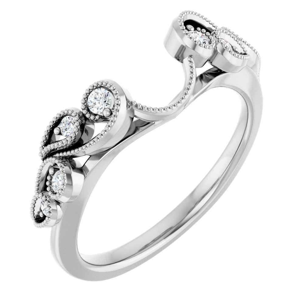 14K White 1/8 CTW Natural Diamond Wrap-Style Ring Enhancer