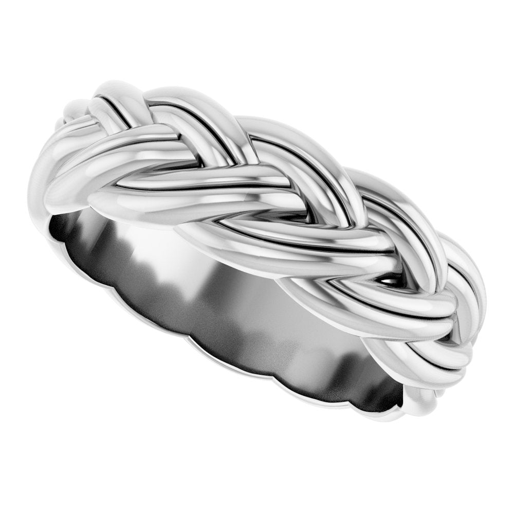 14K White Gold 6 mm Woven-Design Band