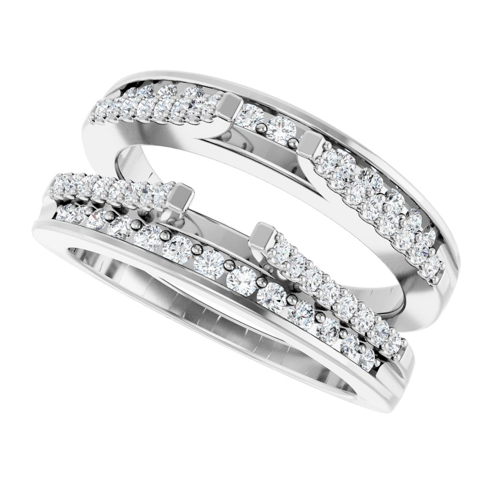 14K White Gold 1/2 CTW Natural Diamond Ring Guard