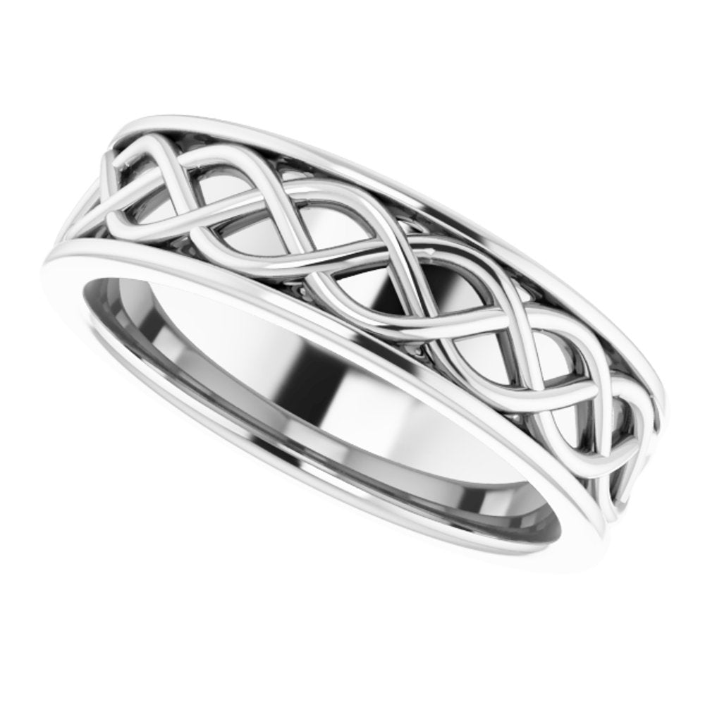 Sterling Silver 6 mm Infinity-Inspired Flat Band Size 8.5