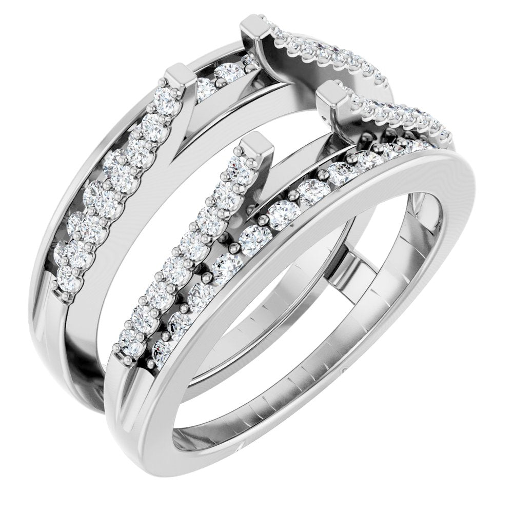 14K White Gold 1/2 CTW Natural Diamond Ring Guard