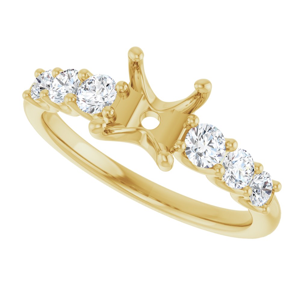 14K Yellow 8 x 6 mm Oval 1/2 CTW Lab-Grown Diamond Semi-Set Engagement Ring