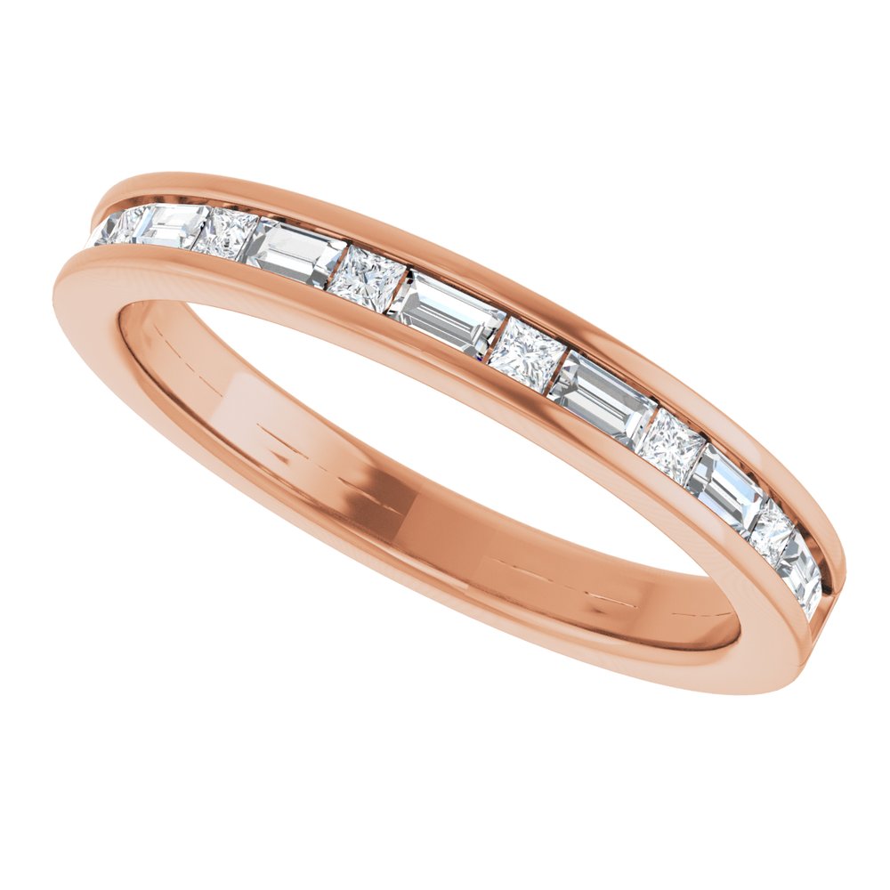 14K Rose 3/8 CTW Natural Diamond Channel Set Anniversary Band