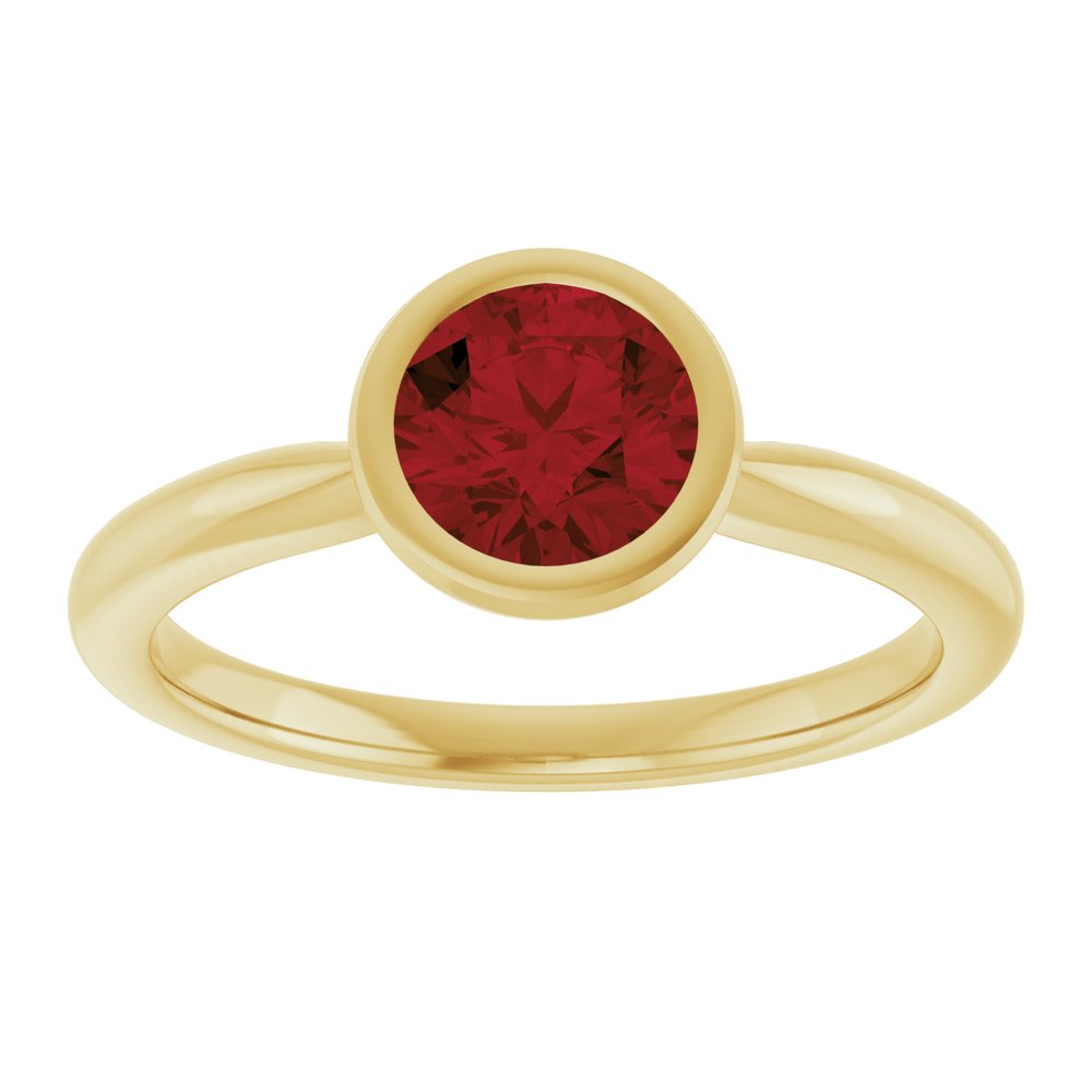 14K Yellow Gold Natural Mozambique Garnet Solitaire Ring