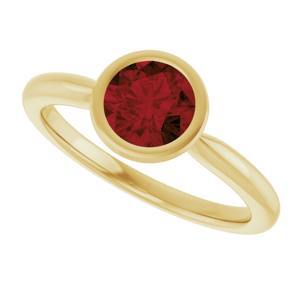 14K Yellow Gold Natural Mozambique Garnet Solitaire Ring