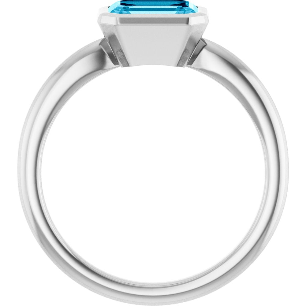 14K White Gold Natural Aquamarine Solitaire Ring