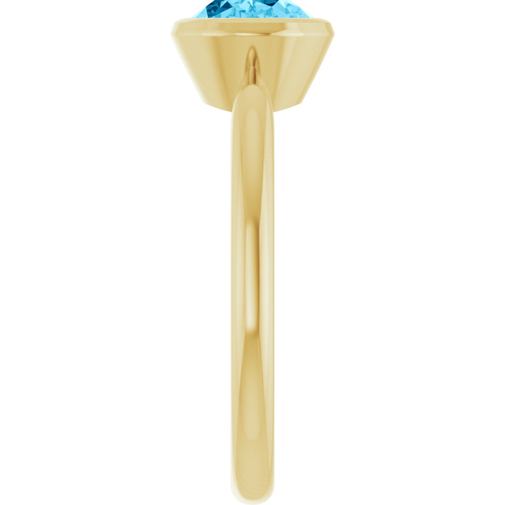 14K Yellow Gold Natural Aquamarine Solitaire Ring