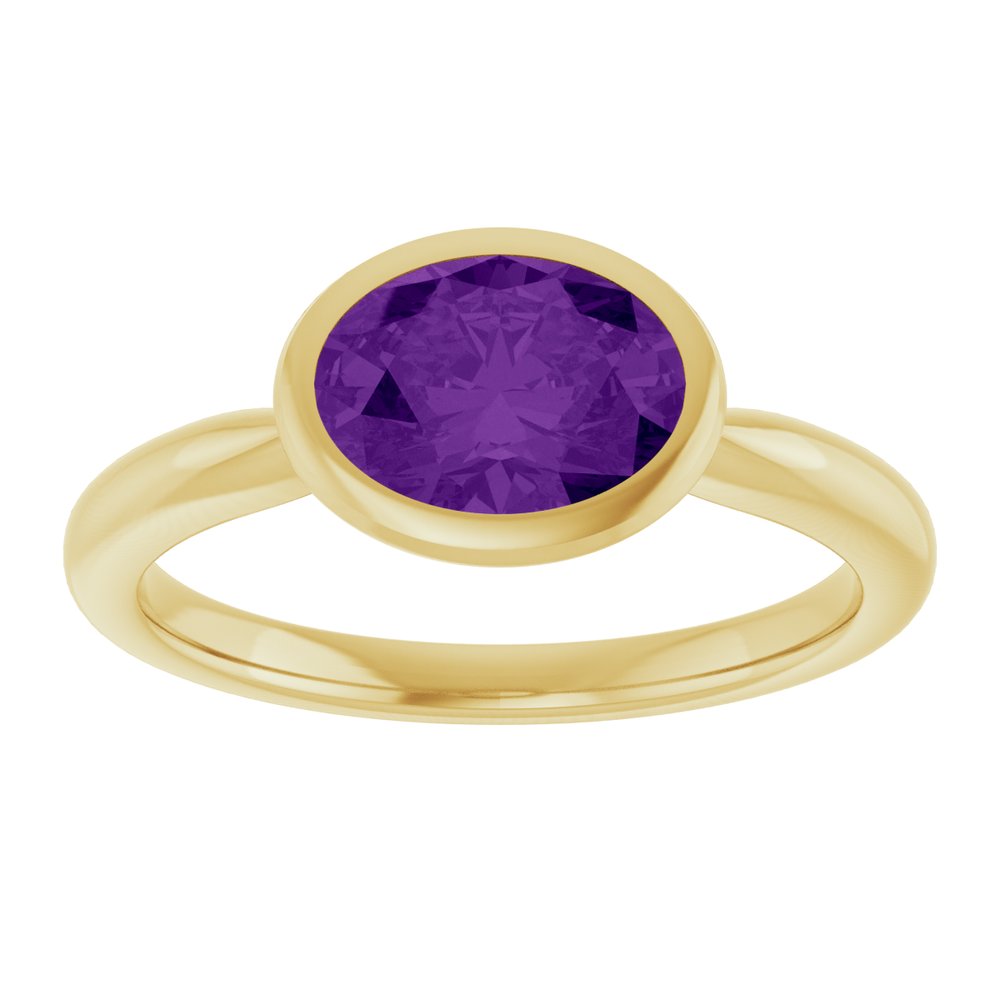 14K Yellow Gold Natural Amethyst Solitaire Ring