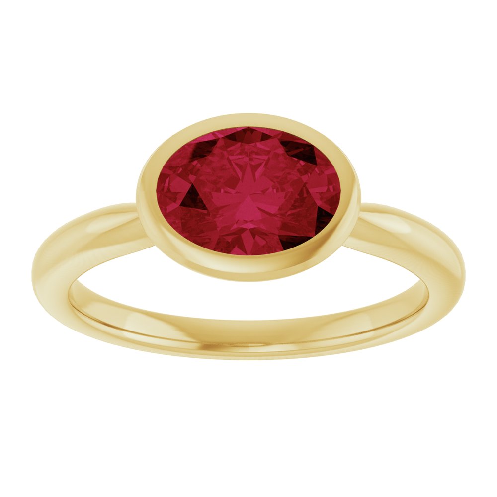 14K Yellow Gold Lab-Grown Ruby Solitaire Solitaire Ring