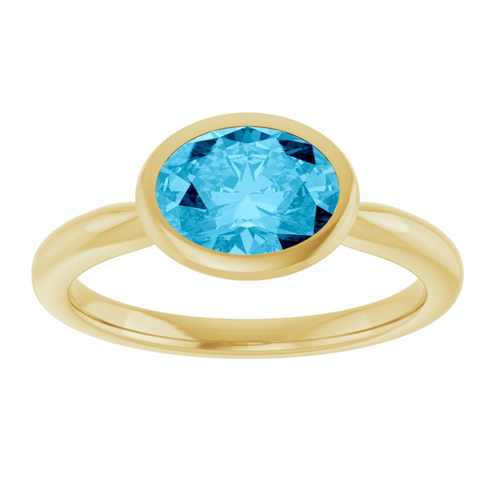 14K Yellow Gold Natural Aquamarine Solitaire Ring
