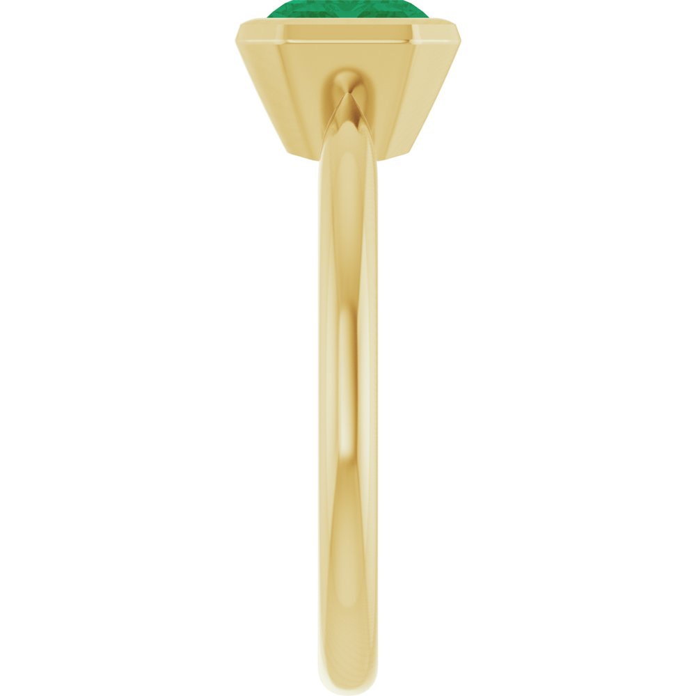 14K Yellow Gold Lab-Grown Emerald Solitaire Solitaire Ring