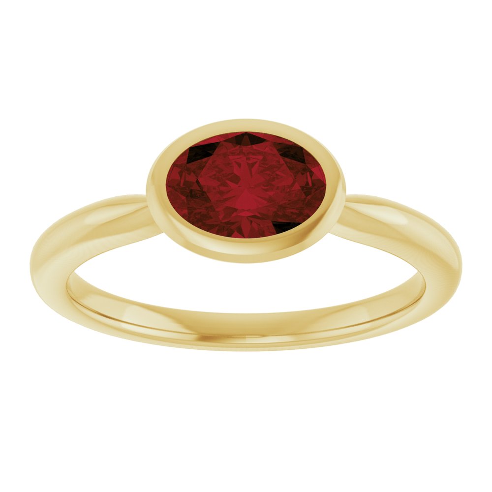 14K Yellow Gold Natural Mozambique Garnet Solitaire Ring