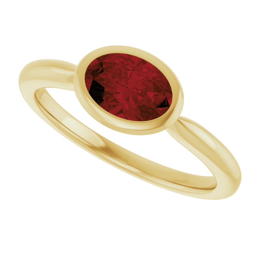 14K Yellow Gold Natural Mozambique Garnet Solitaire Ring