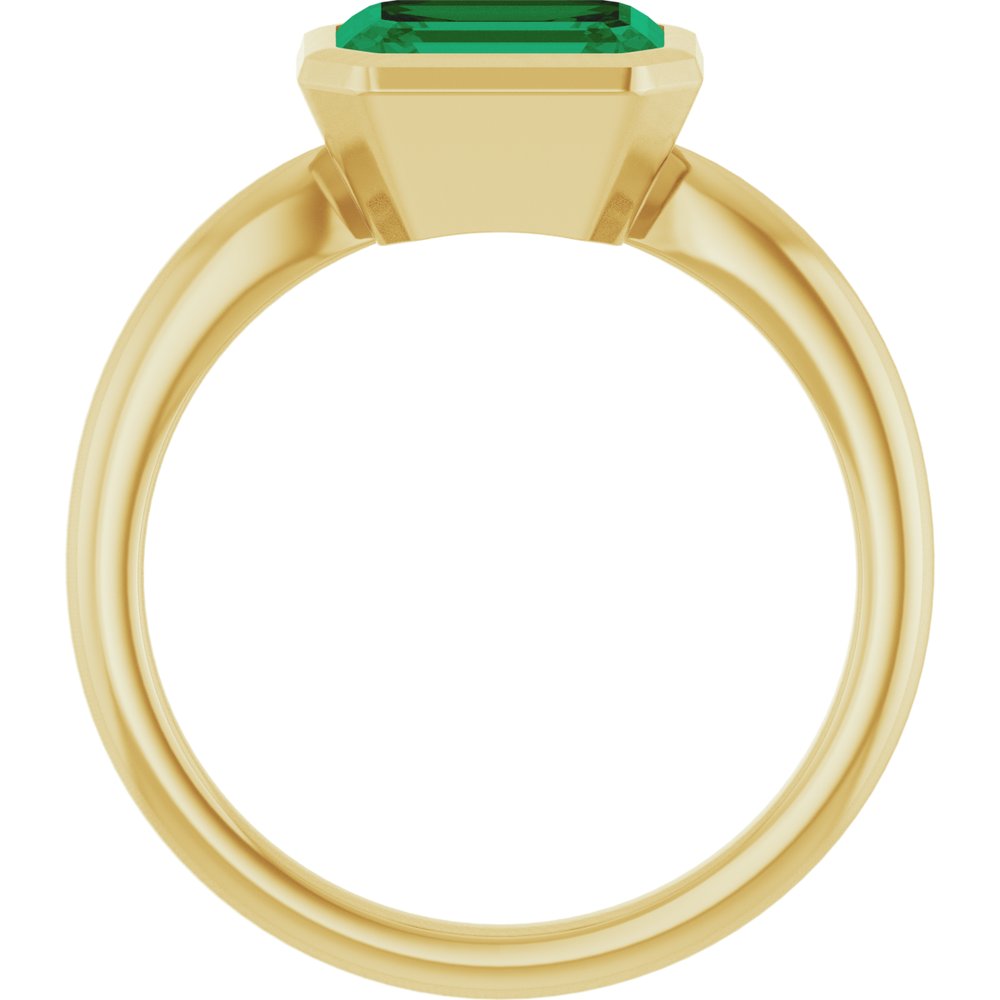 14K Yellow Gold Lab-Grown Emerald Solitaire Solitaire Ring