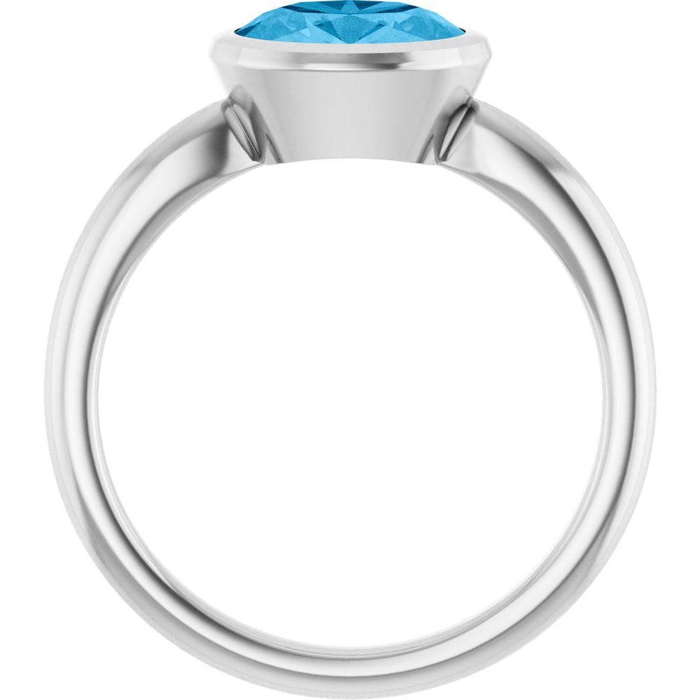 14K White Gold Natural Swiss Blue Topaz Ring