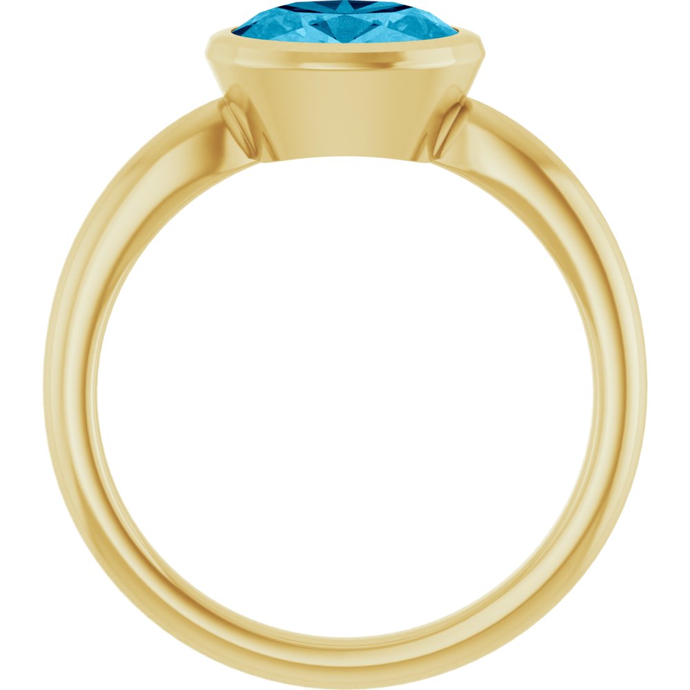 14K Yellow Gold Natural Aquamarine Solitaire Ring