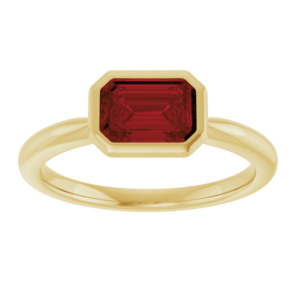 14K Yellow Gold Natural Mozambique Garnet Solitaire Ring