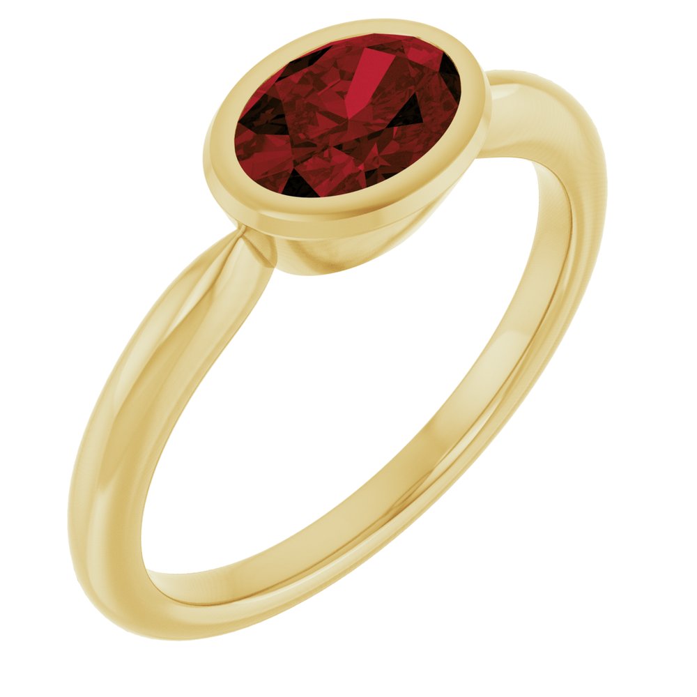 14K Yellow Gold Natural Mozambique Garnet Solitaire Ring