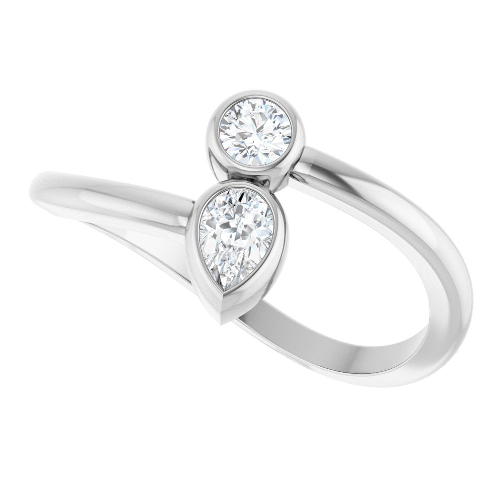 14K White Gold 1/4 CTW Natural Diamond Two-Stone Bypass Ring
