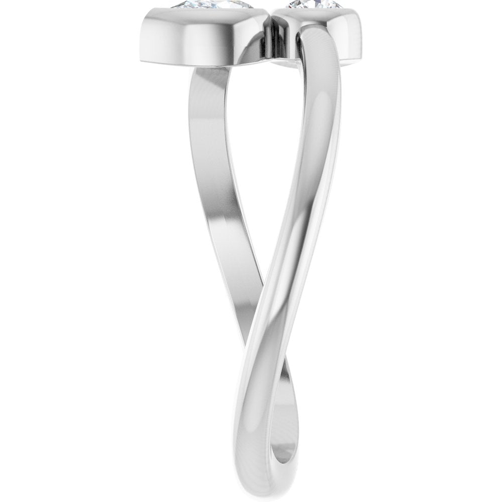14K White Gold 1/4 CTW Natural Diamond Two-Stone Bypass Ring