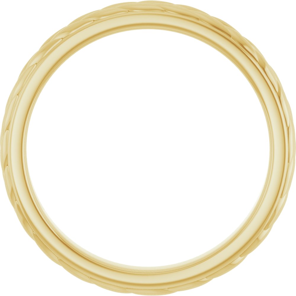 14K Yellow Gold 3 mm Wheat Pattern Flat Band Size 7
