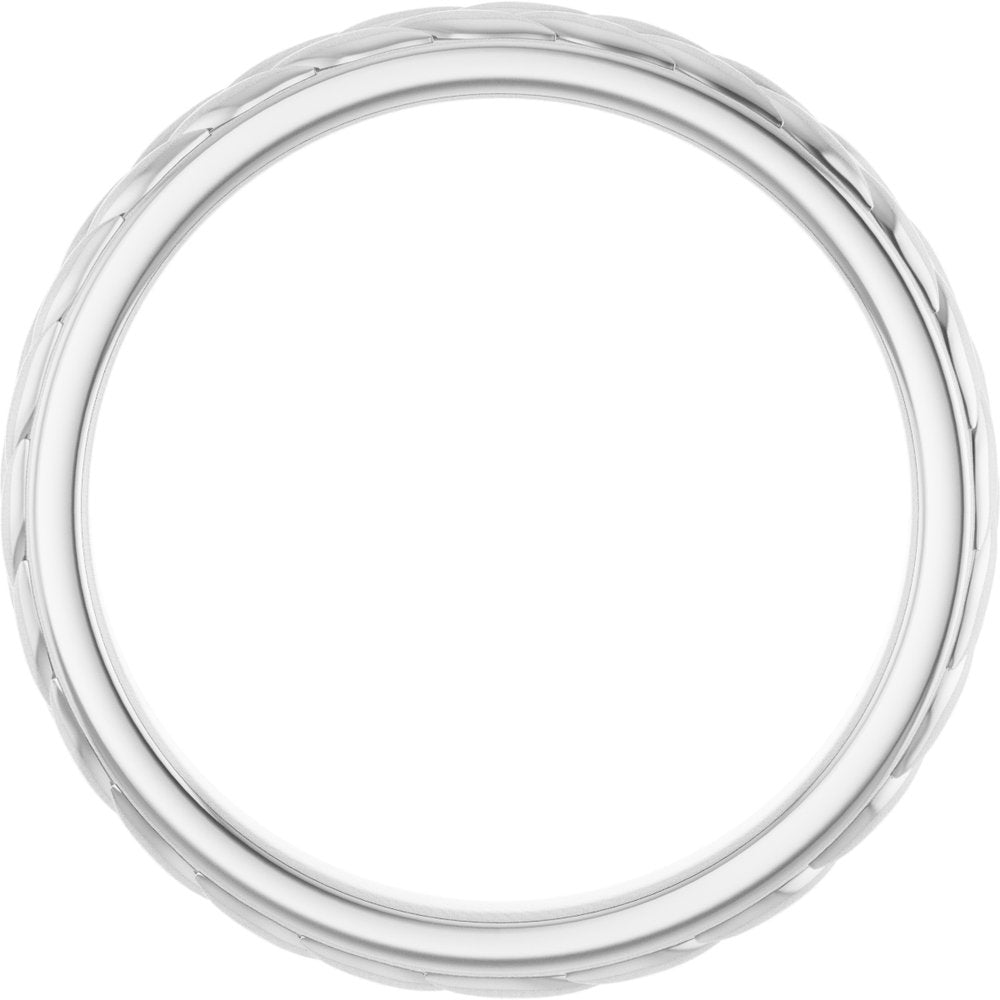 14K White 3 mm Wheat Pattern Flat Band Size 7