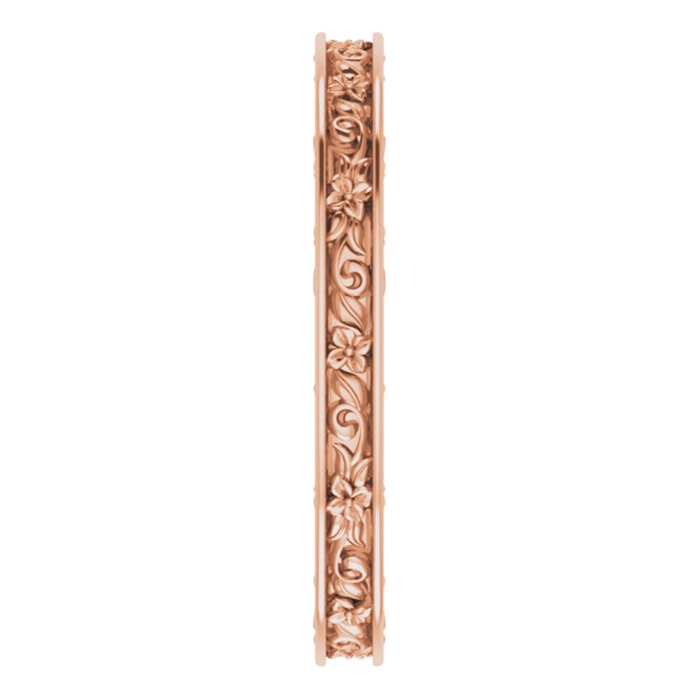 14K Rose Gold 2.5 mm Floral Flat Band Size 7