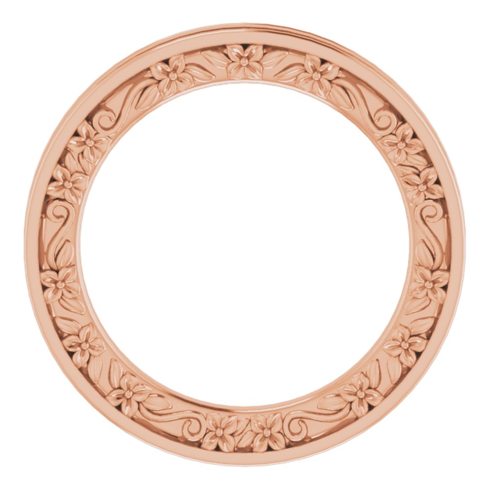 14K Rose Gold 2.5 mm Floral Flat Band Size 4