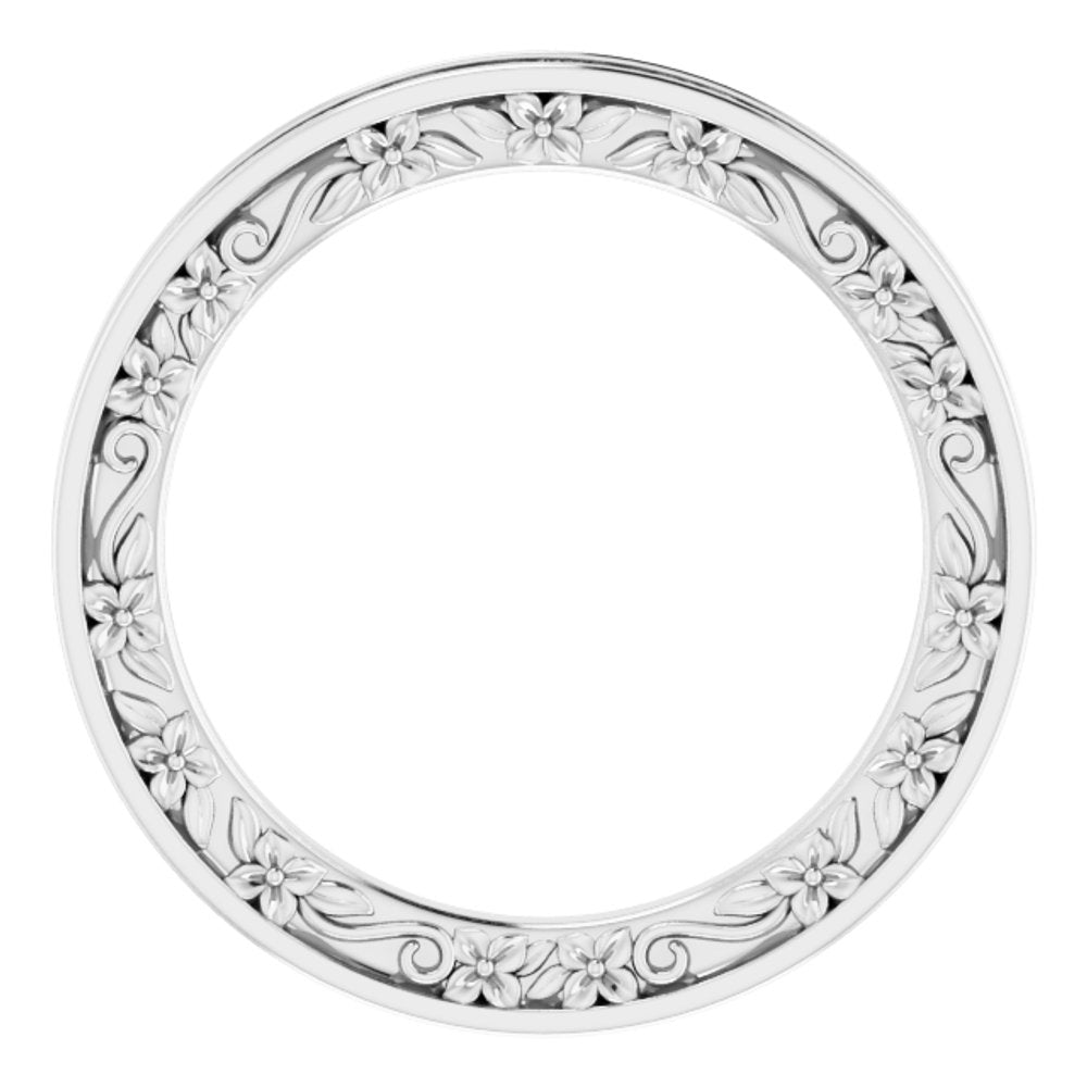 10K White Gold 2.5 mm Floral Flat Band Size 7