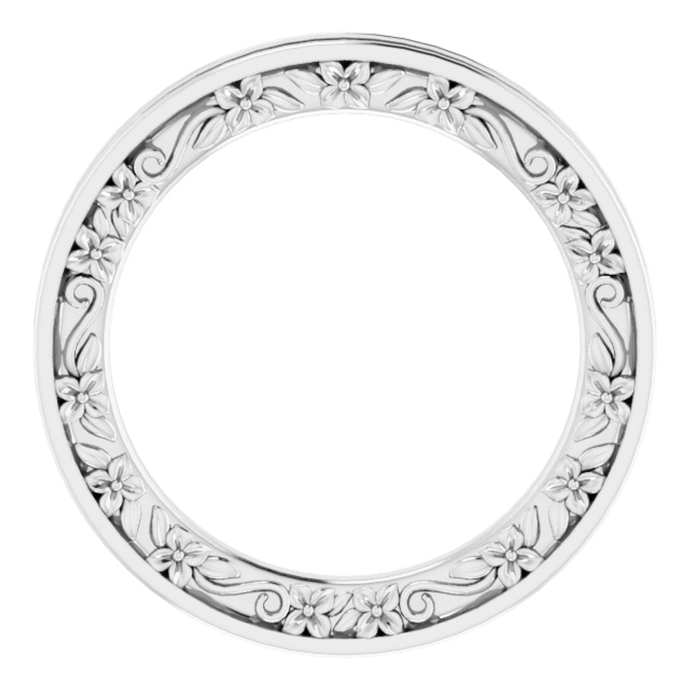 14K White 2.5 mm Floral Flat Band
