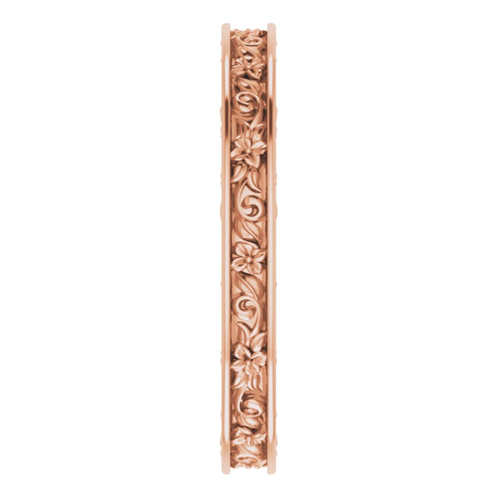 14K Rose Gold 2.5 mm Floral Flat Band Size 4