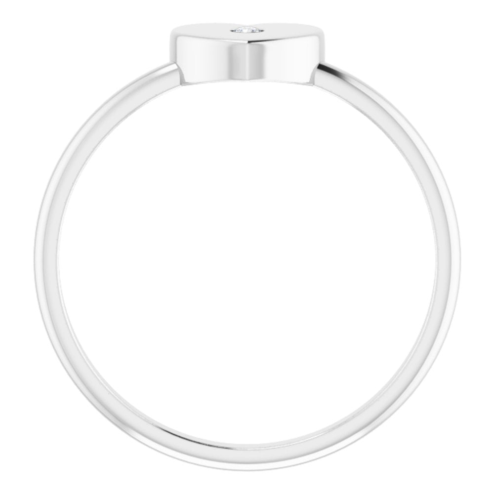 Platinum .01 CT Natural Diamond Youth Heart Ring