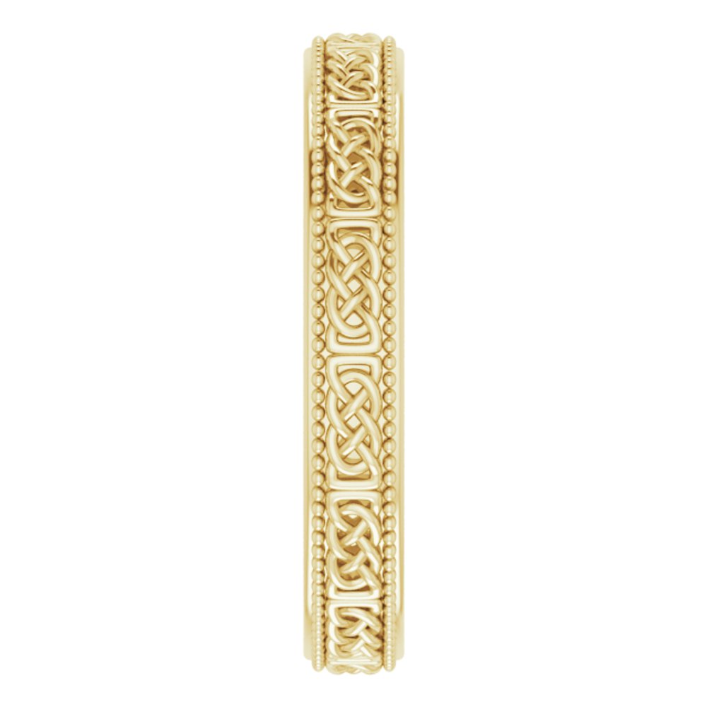 14K Yellow Gold 3 mm Milgrain Edge Celtic-Inspired Flat Band Size 4.5
