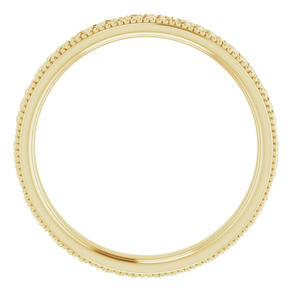 14K Yellow Gold 3 mm Milgrain Edge Celtic-Inspired Flat Band Size 6.5