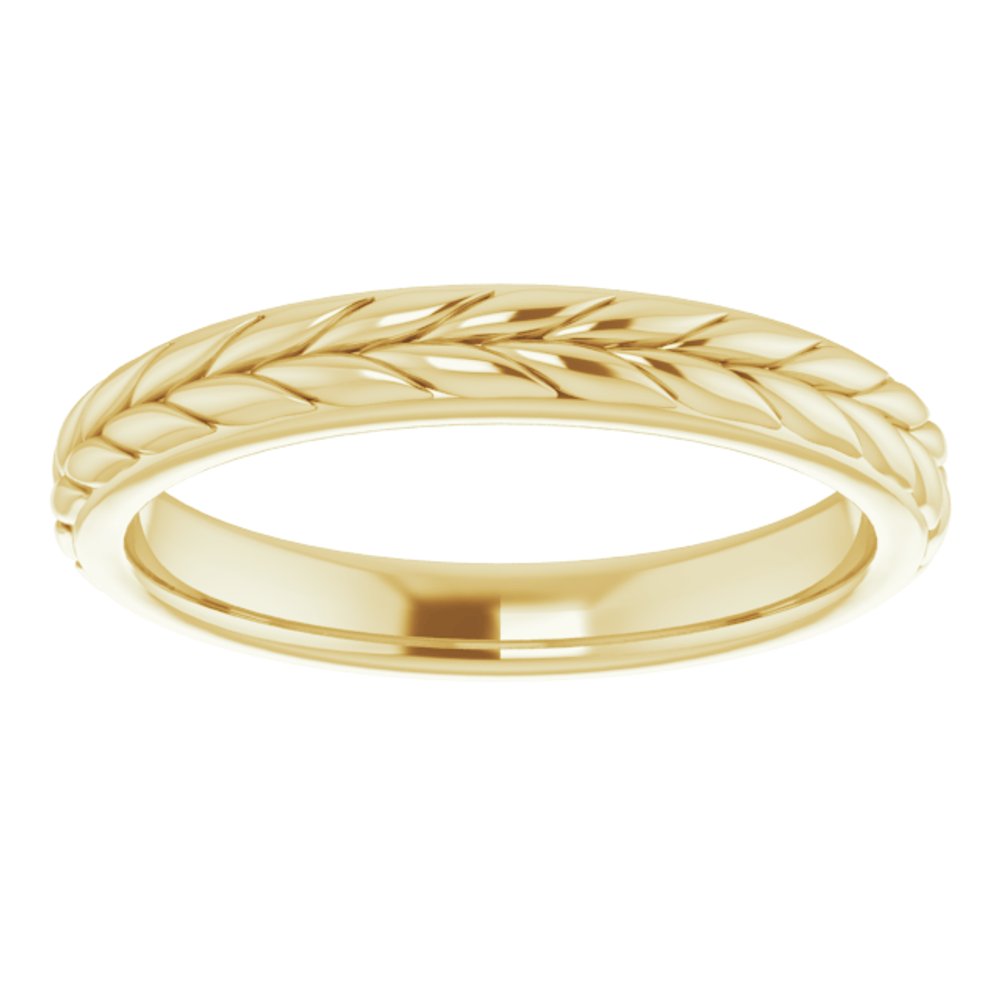 14K Yellow 3 mm Wheat Pattern Flat Band