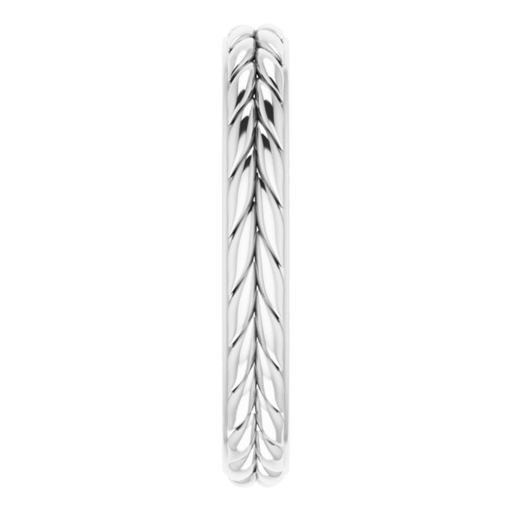 14K White Gold 3 mm Wheat Pattern Flat Band Size 5.5