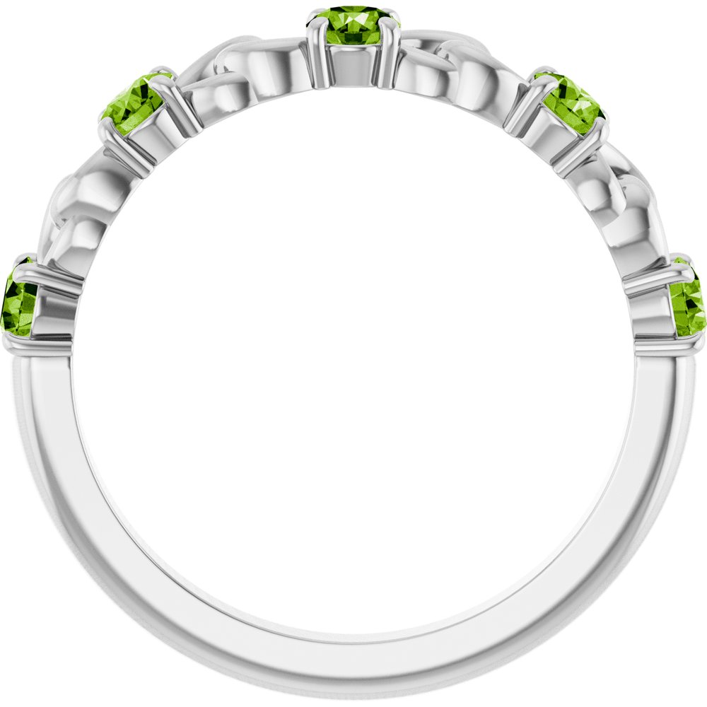 14K White Natural Peridot Stackable Ring