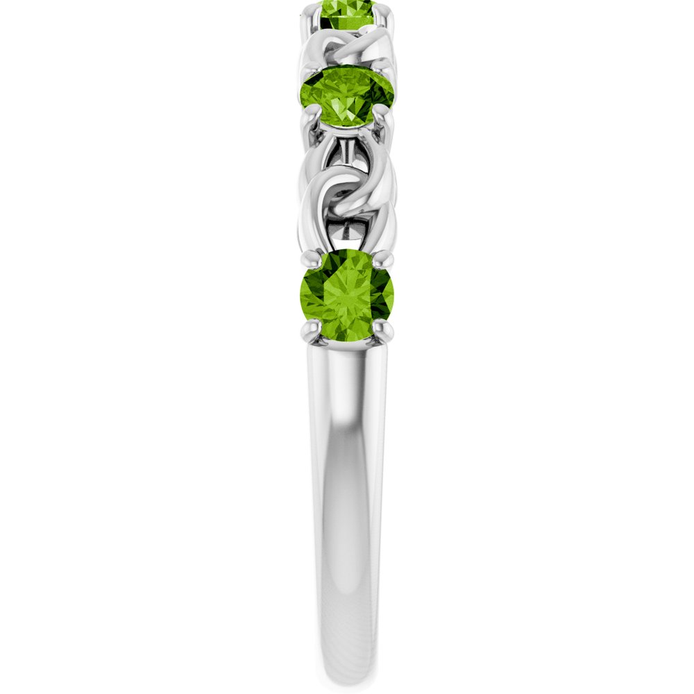 14K White Natural Peridot Stackable Ring