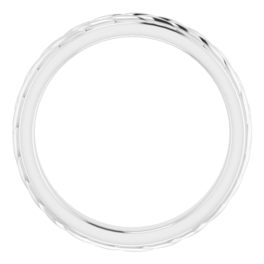 14K White Gold 3 mm Wheat Pattern Flat Band Size 5.5