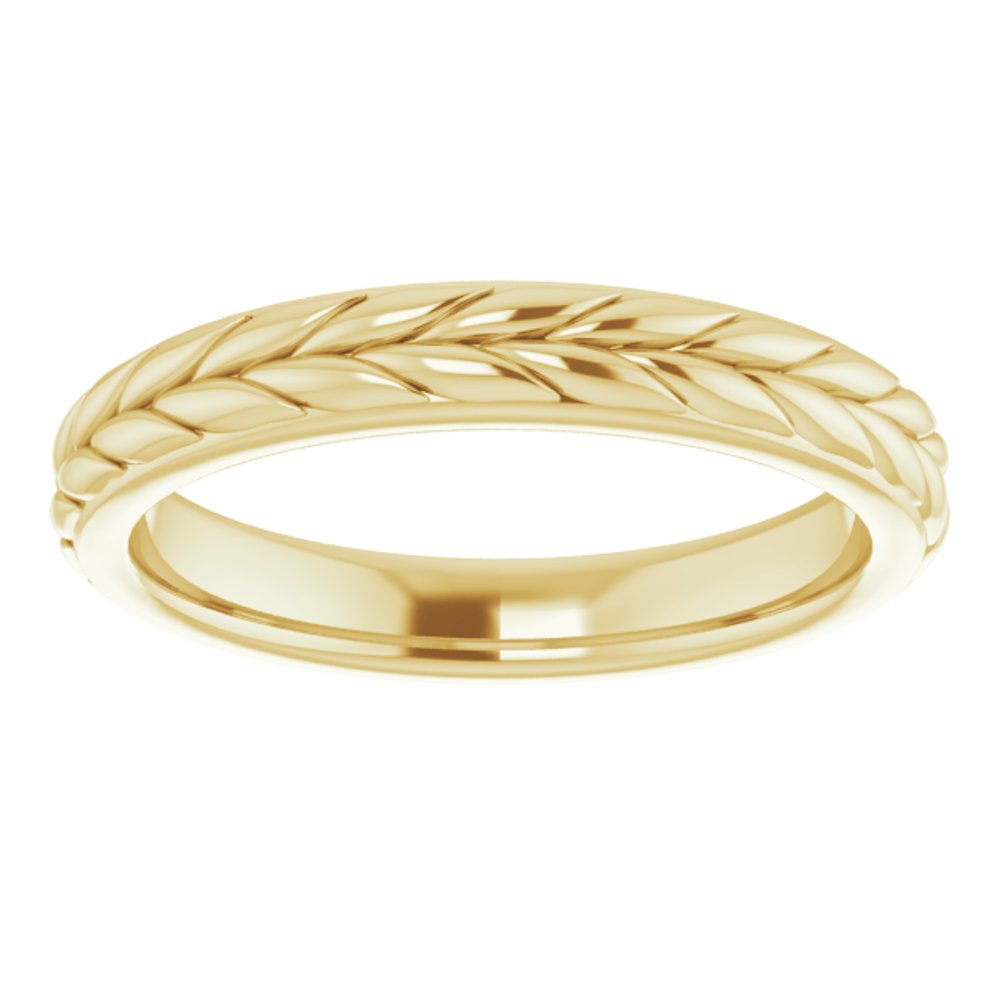 14K Yellow 3 mm Wheat Pattern Flat Band