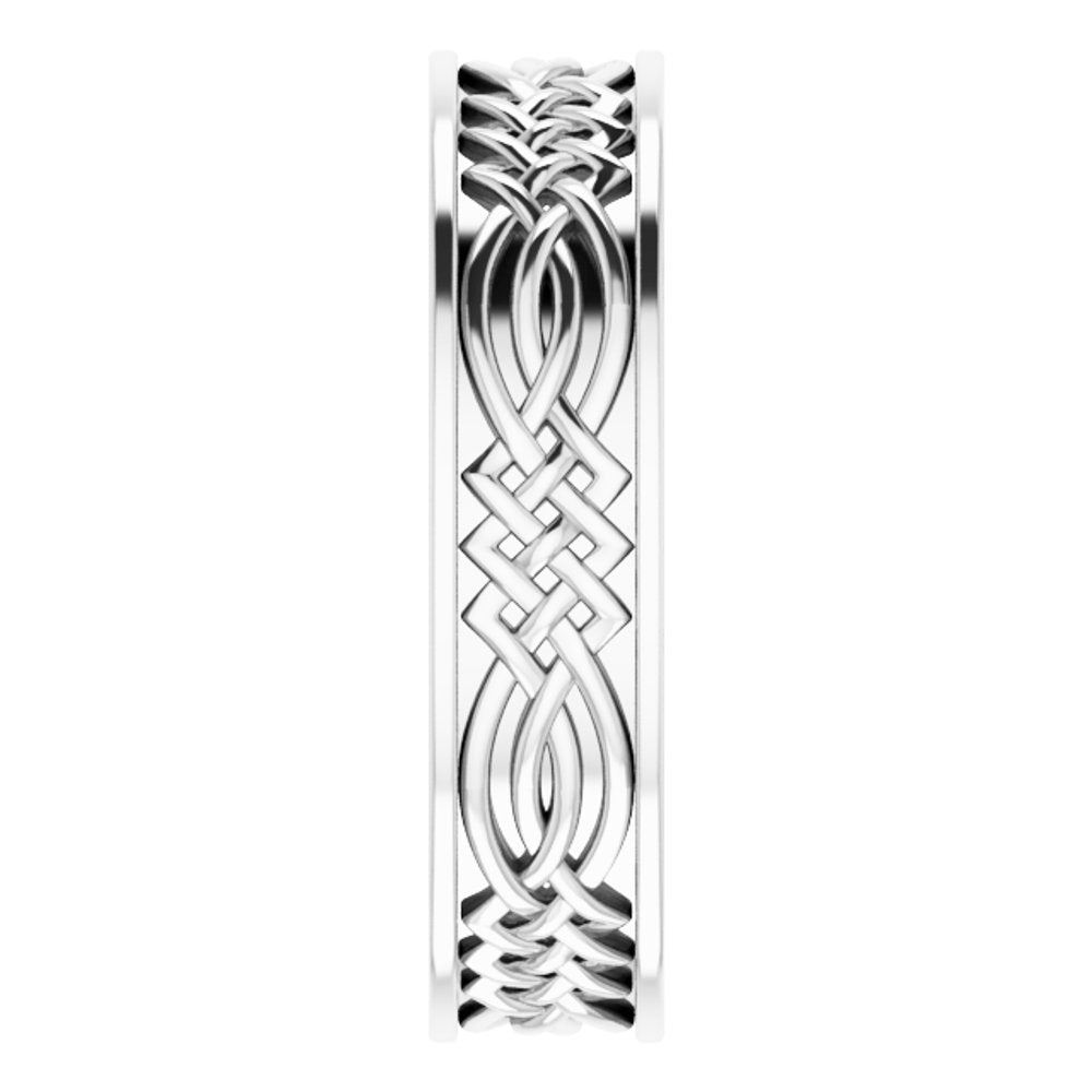 14K White Gold 6 mm Celtic-Inspired Inlay Flat Band Size 11.5