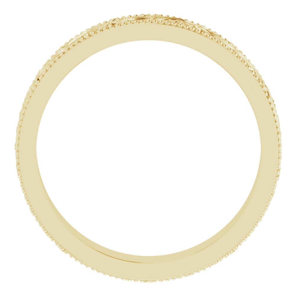 14K Yellow Gold 4 mm Milgrain Edge Floral Flat Band Size 7